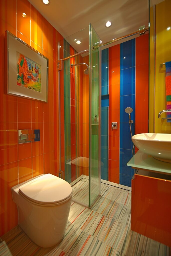 Vibrant Small Bathroom Accents