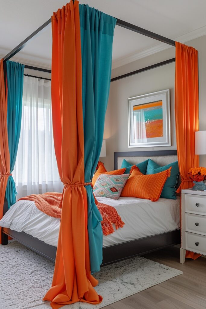 Vivid Color Block Canopy Bed