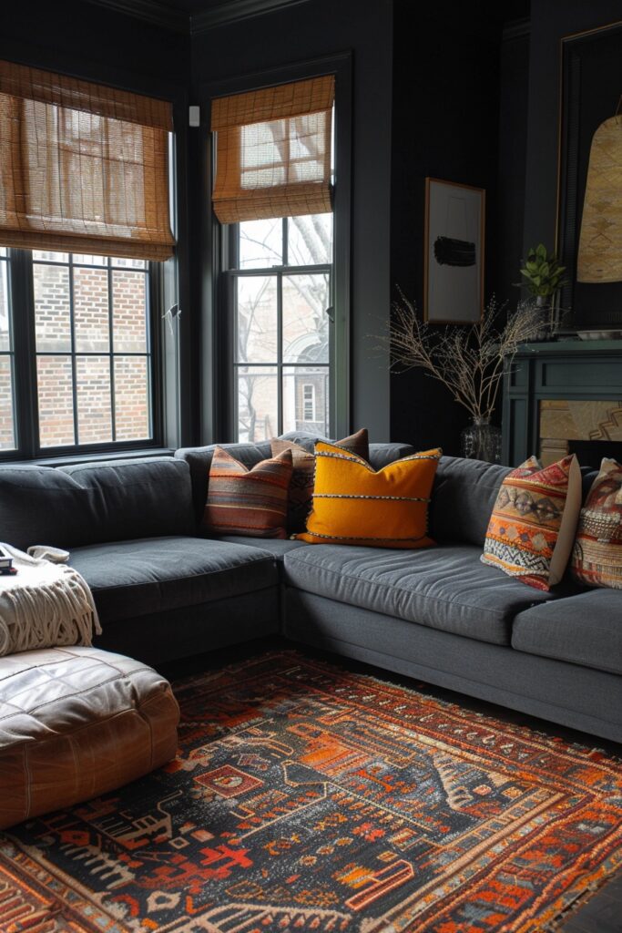 Warm Accents in Dark Grey Decor