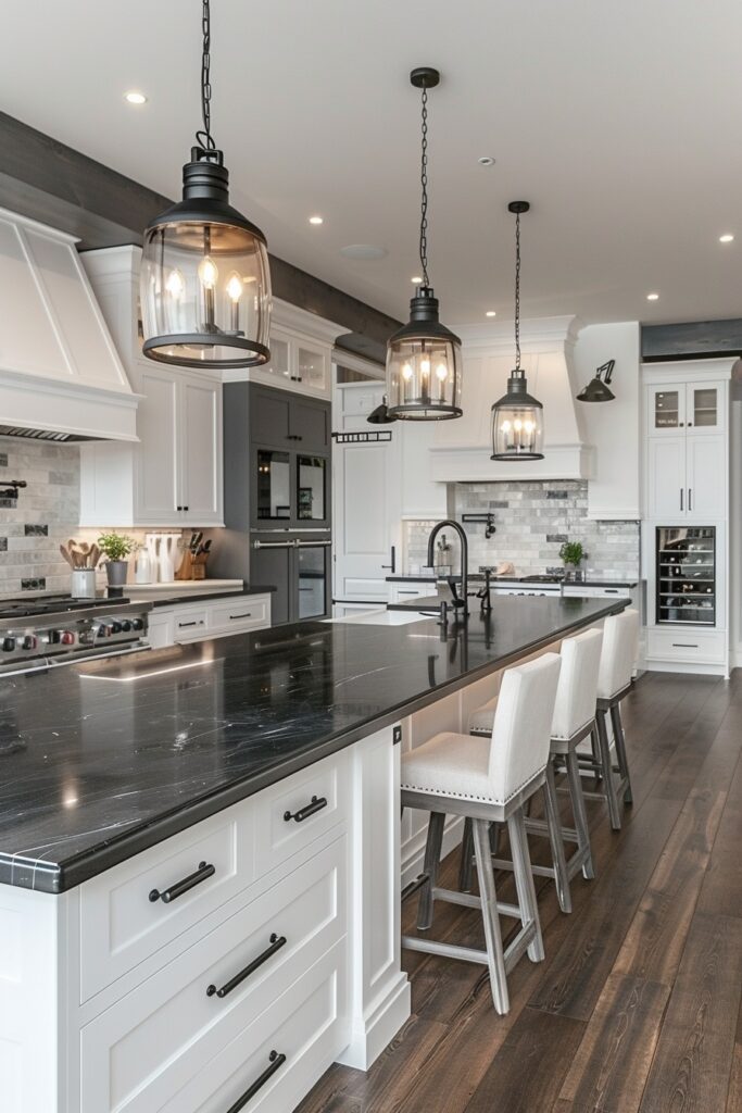 White Cabinetry with Black Details