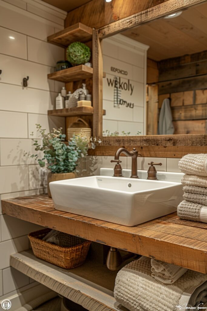 Wooden Textured Urban Bathroom