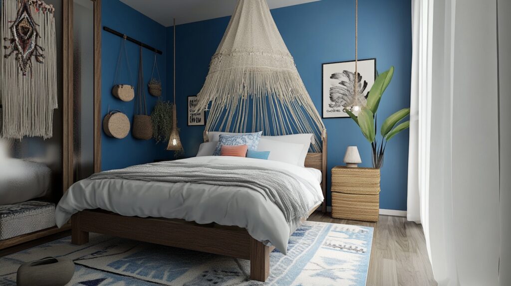 blue boho interior