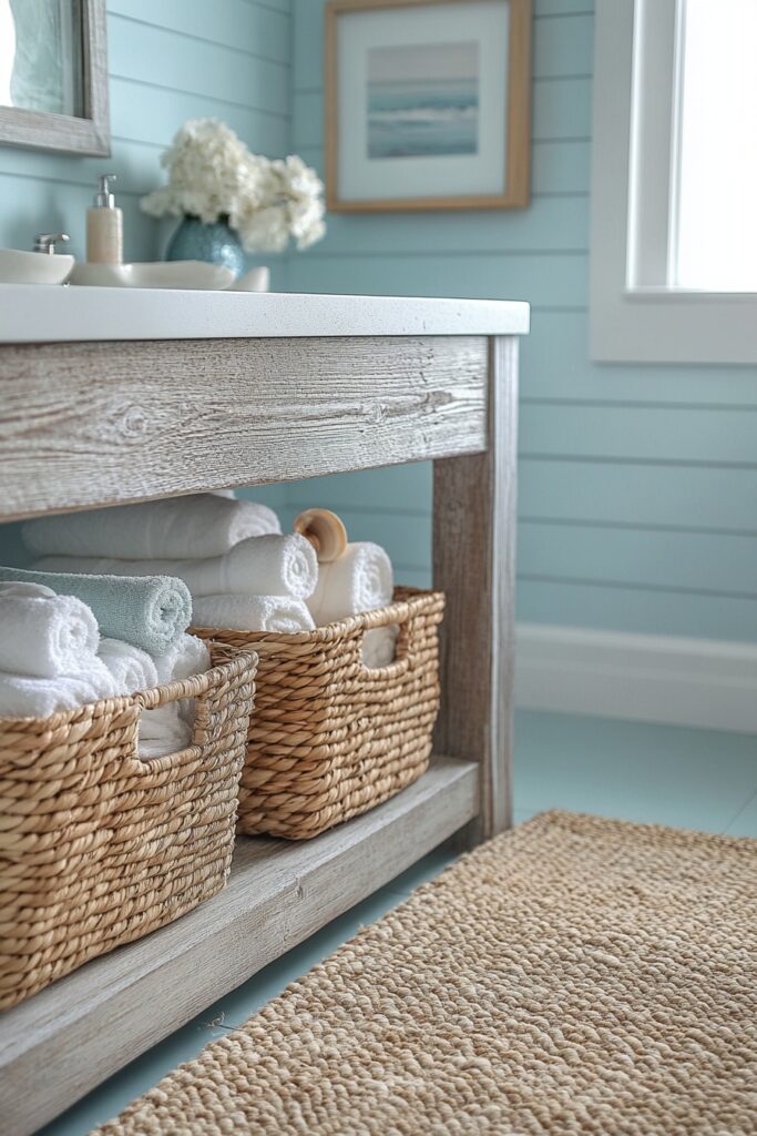 Beach Finds in Woven Baskets