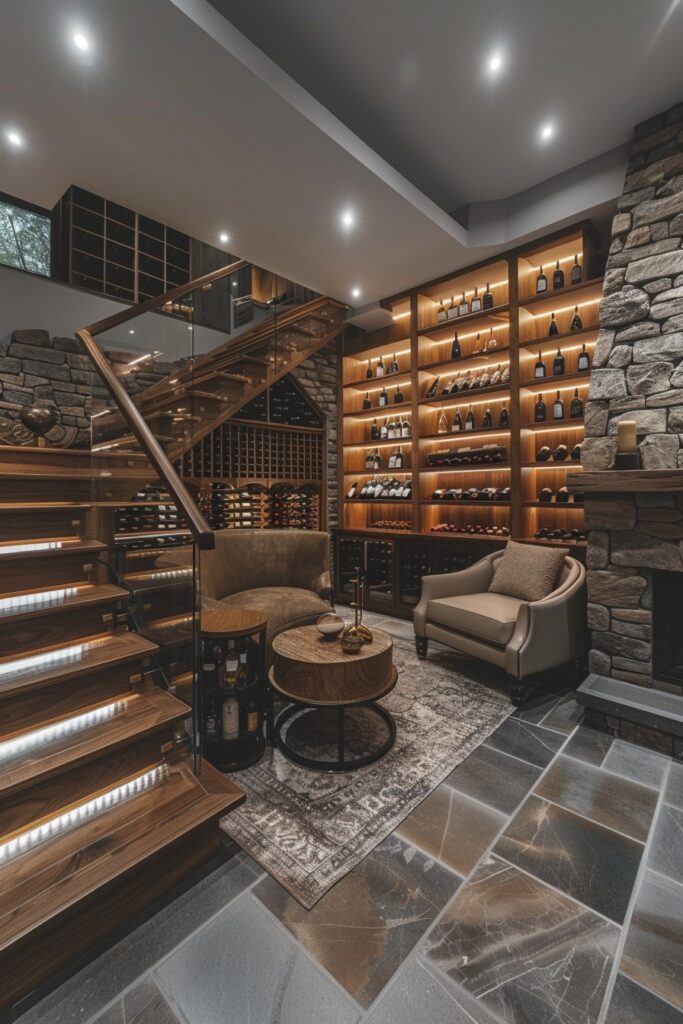 Compact Wine Cellar Under Stairs