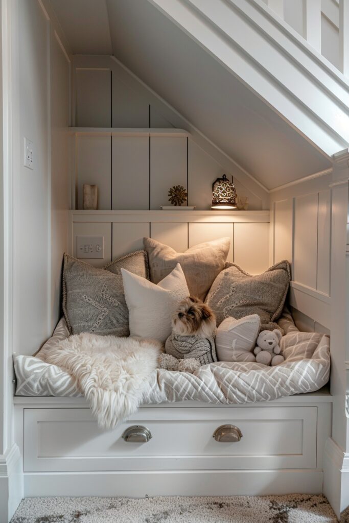 Cozy Pet Nook Under Stairs