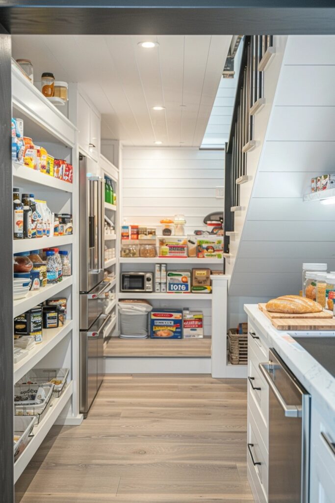 Efficient Pantry Under Stairs