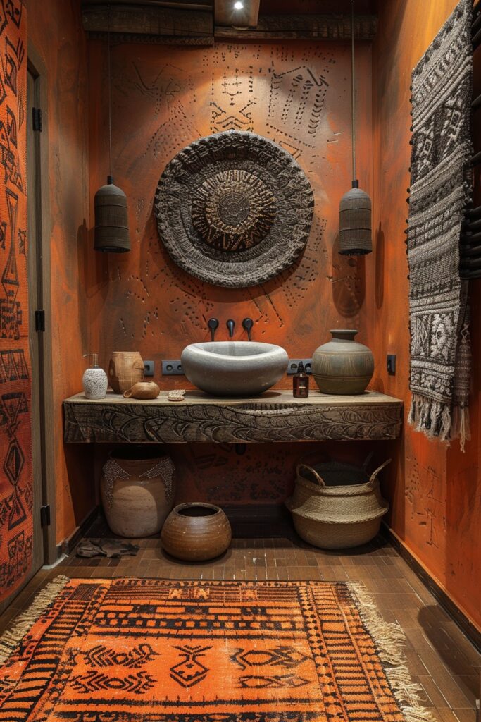 Elegant Afrohemian Bathroom Decor