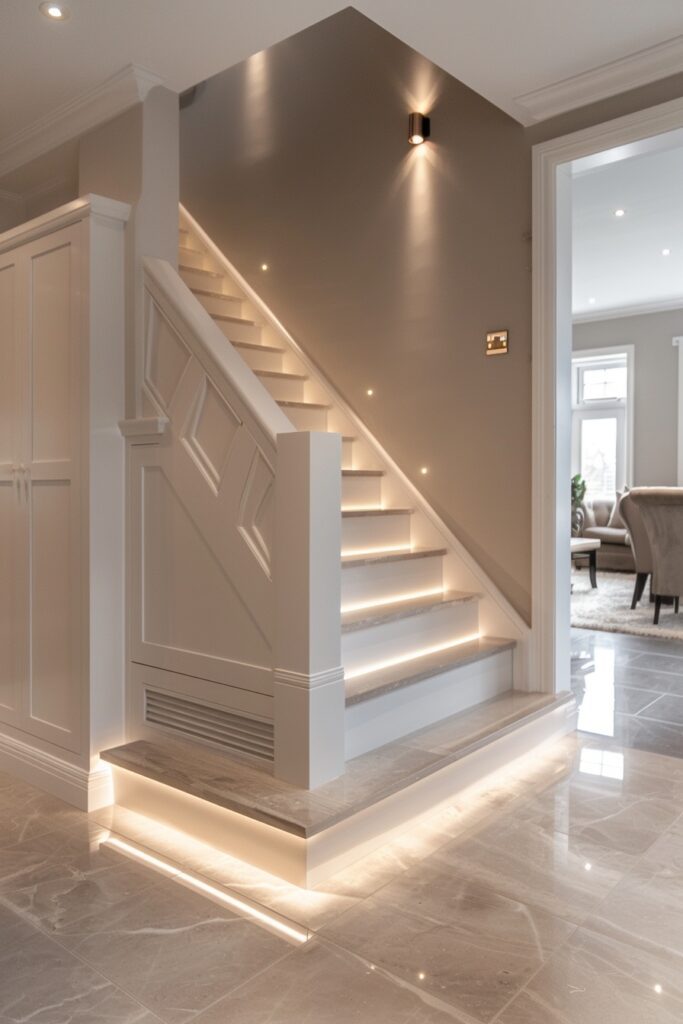 Elegant Concealed Cabinets Beneath Stairs