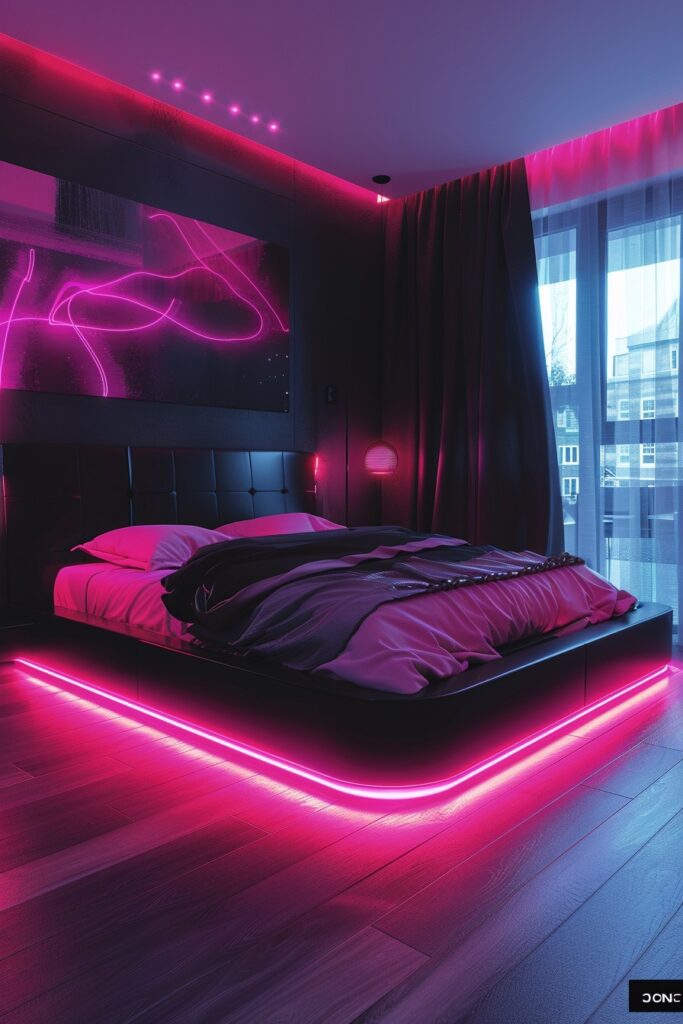 Neon Pink in a Black Bedroom