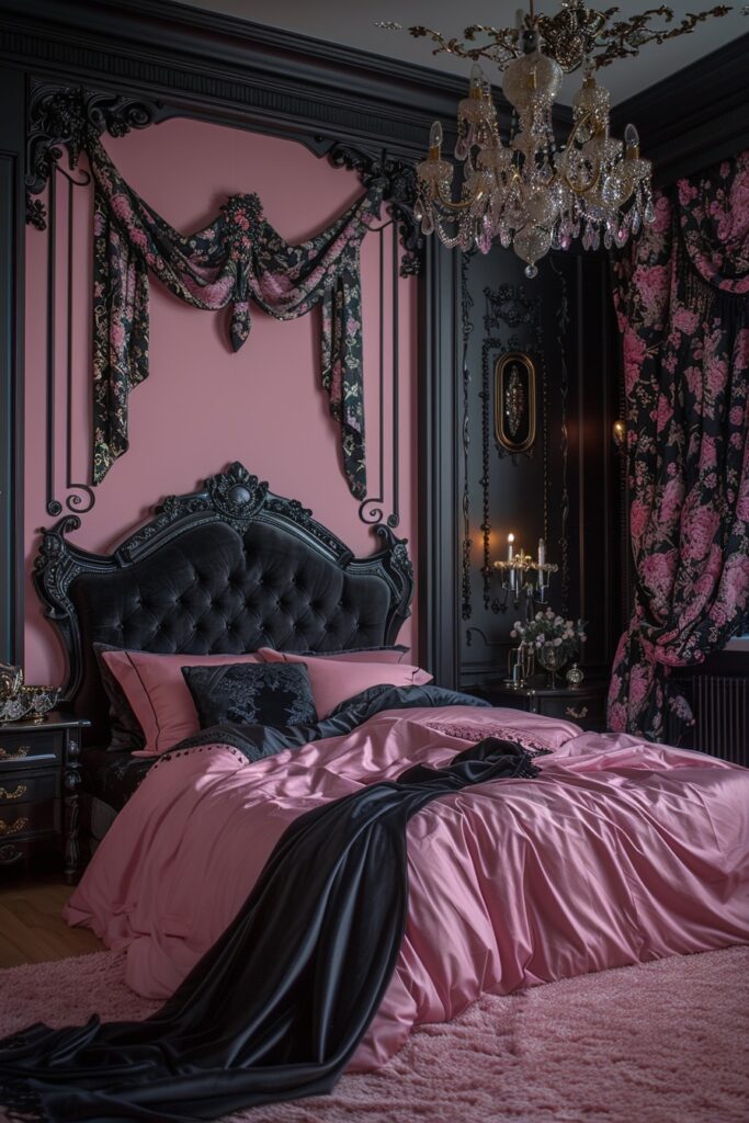 Romantic Pink and Black Bedroom