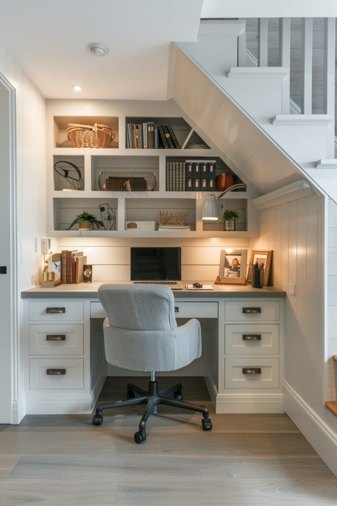 Space-Saving Home Office Under the Stairs