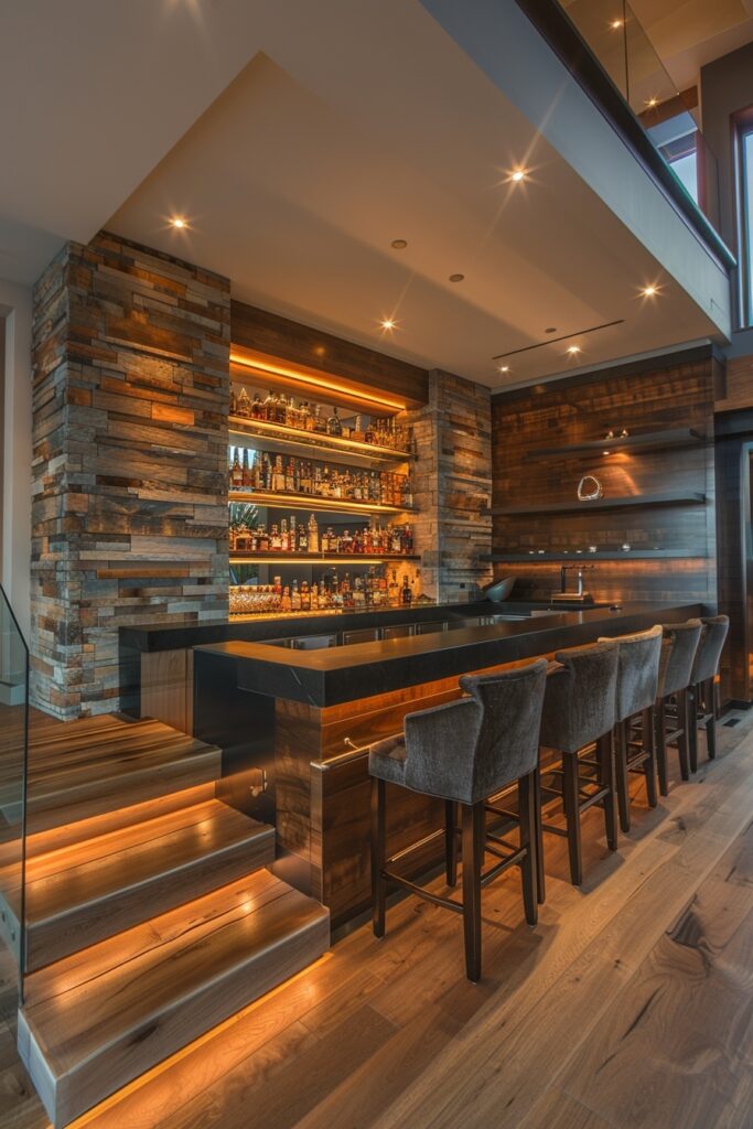 Stylish Home Bar Under Stairs