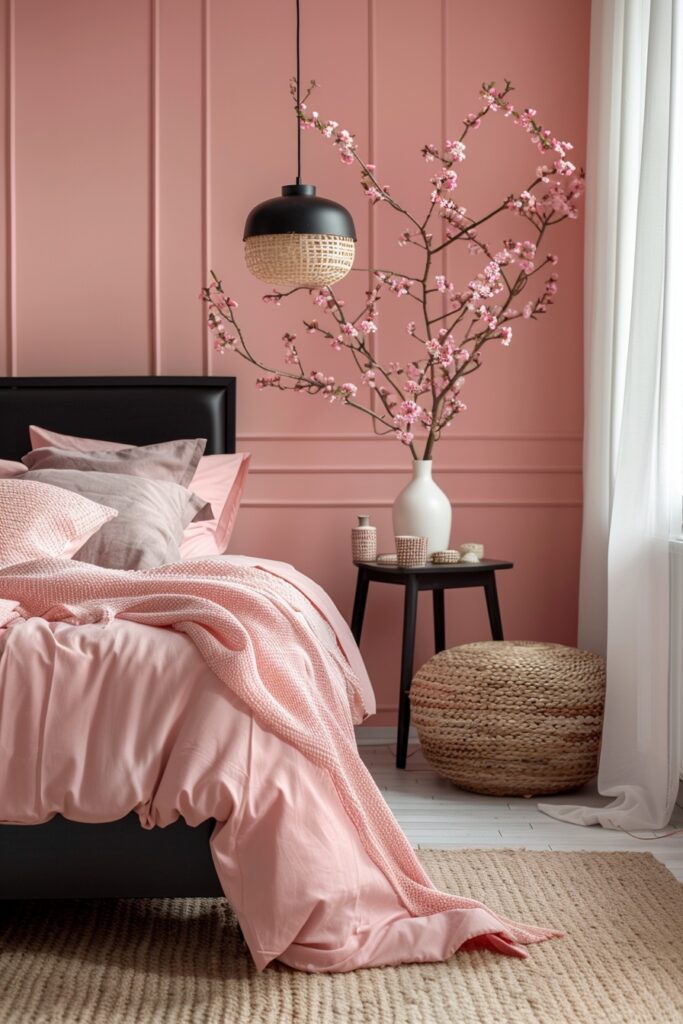 Tranquil Pink and Black Bedroom