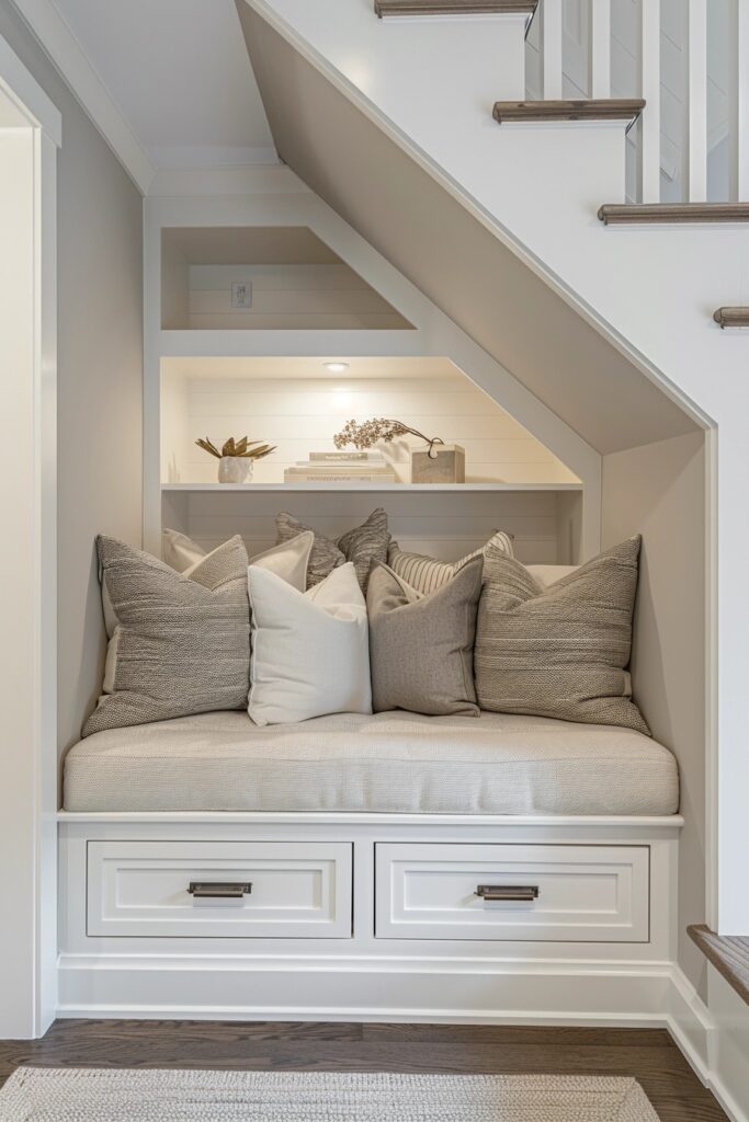 Under-Stair Seating and Storage Combo