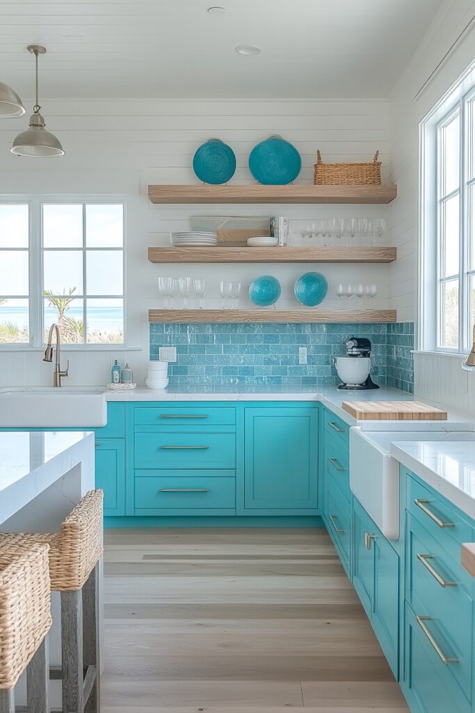 Aqua Mist Coastal Boho Kitchen