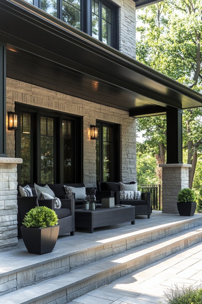 Bold Black Porch Accents