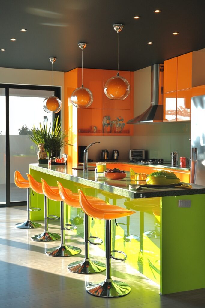 Bright Green Burst Kitchen