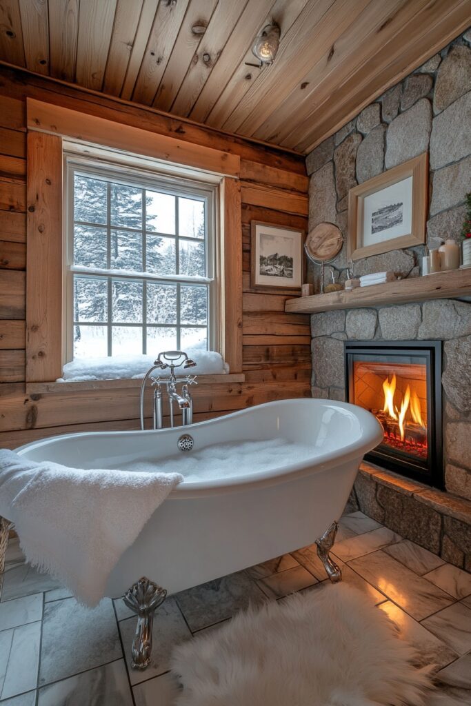 Cozy Fireside Bathroom