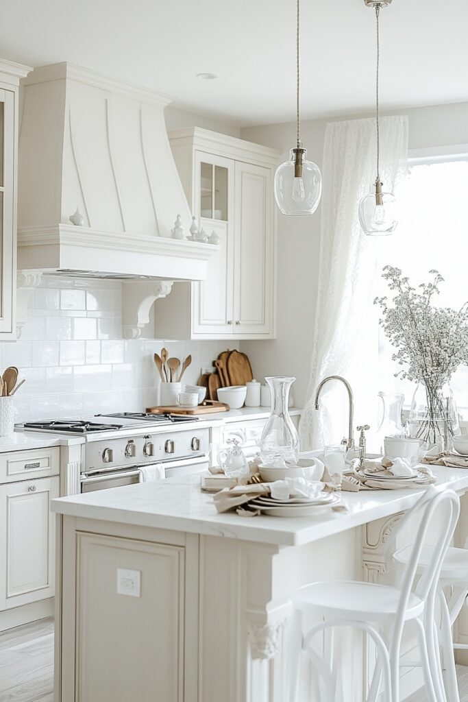 Ethereal White Boho Kitchen