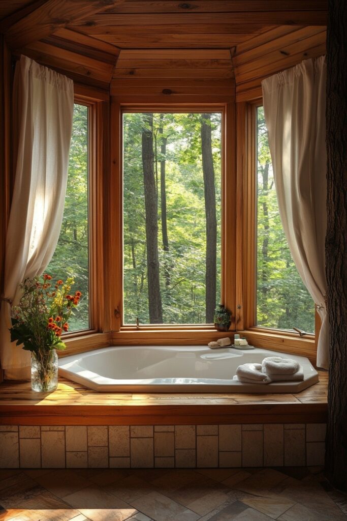 Luminous Forest View Bathroom