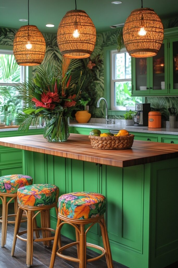 Tropical Green Retreat Kitchen