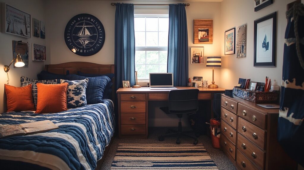 coastal preppy dorm room