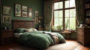 cozy bedroom green