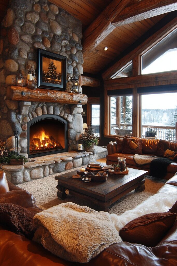 Cozy Stone Fireplace Haven