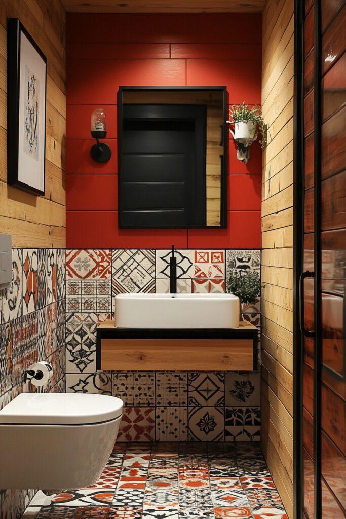 Geometric Patterns Loft Bathroom