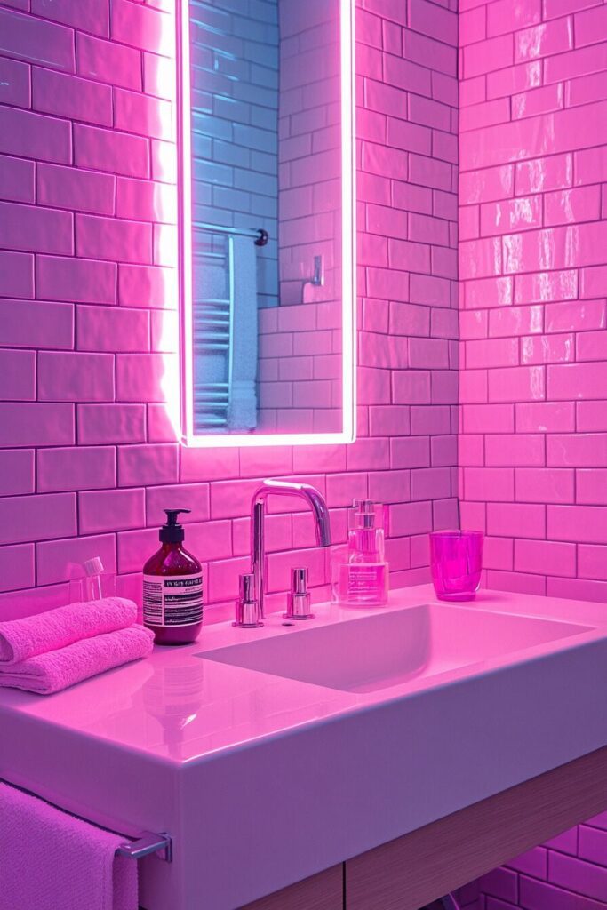 Neon Accents Bathroom