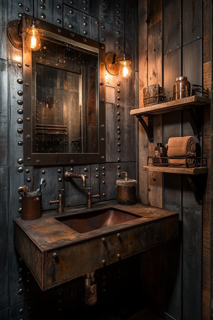 Rustic Metal Loft Bathroom