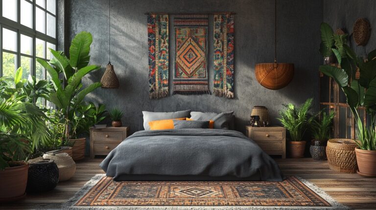 gray boho bedroom