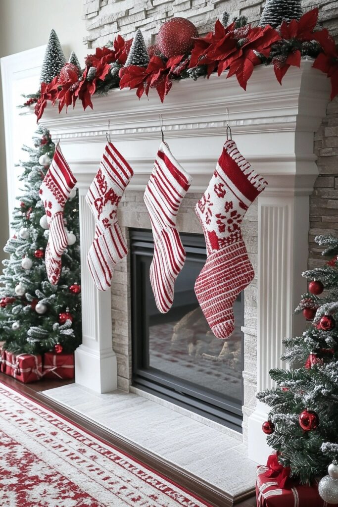 Candy Cane Themed Mantel