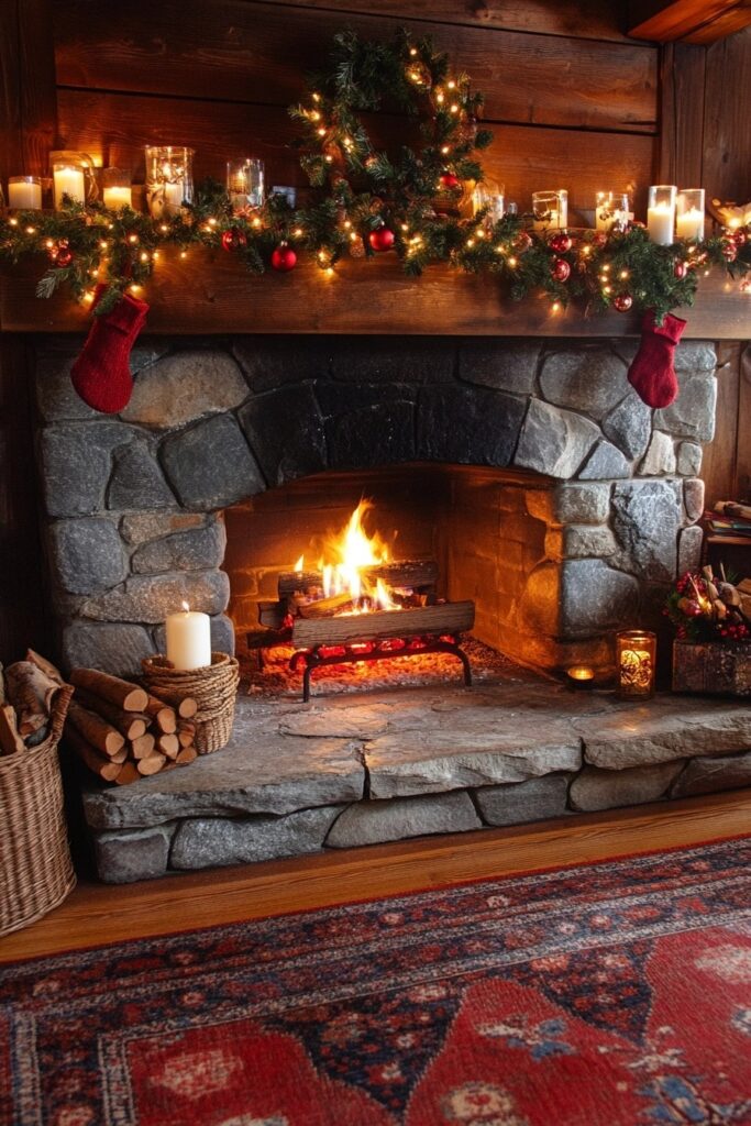 Cinnamon-Inspired Fireplace Decor