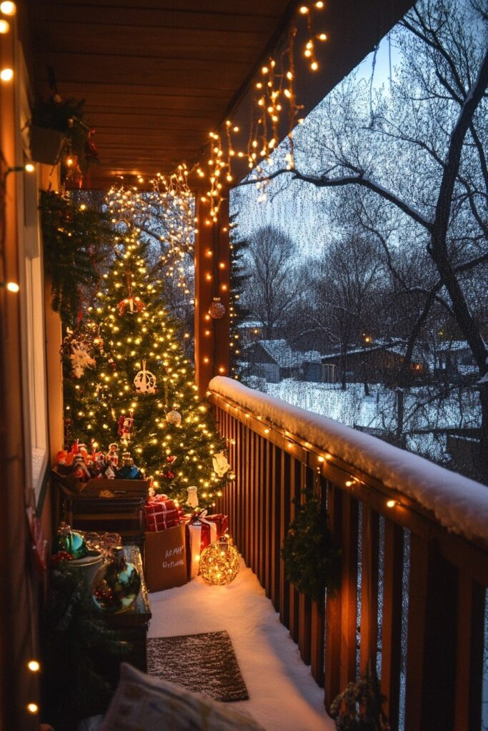 Festive Outdoor Balcony Retreat