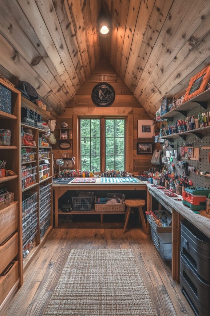 Hobby-Focused Cabin Craft Room