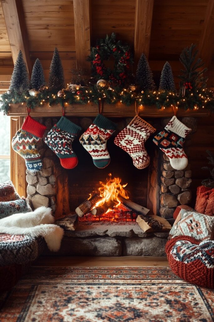 Knit Stockings Fireplace Accent