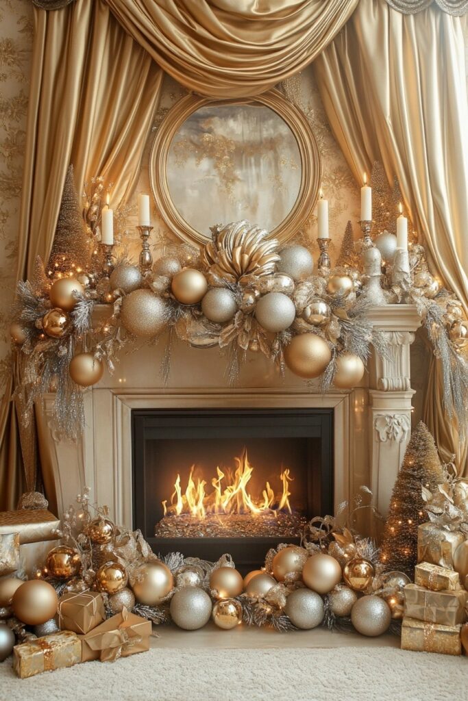 Luxurious Metallic Fireplace Design