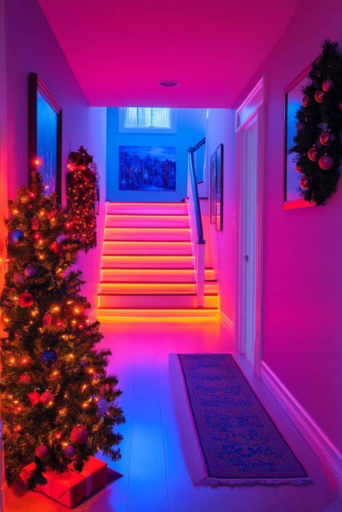 Neon-Themed Hallway Decor