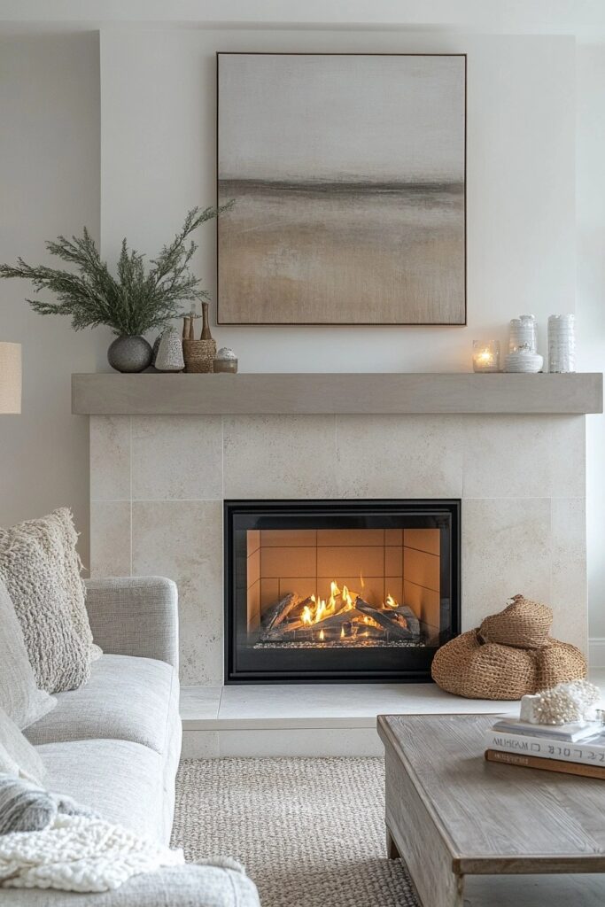 Neutral Holiday Fireplace Charm