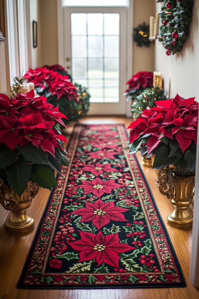 Poinsettia-Filled Hallway