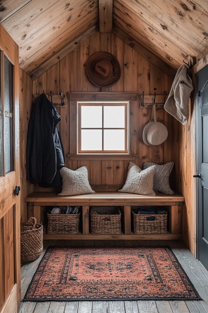 Practical Cabin Mudroom