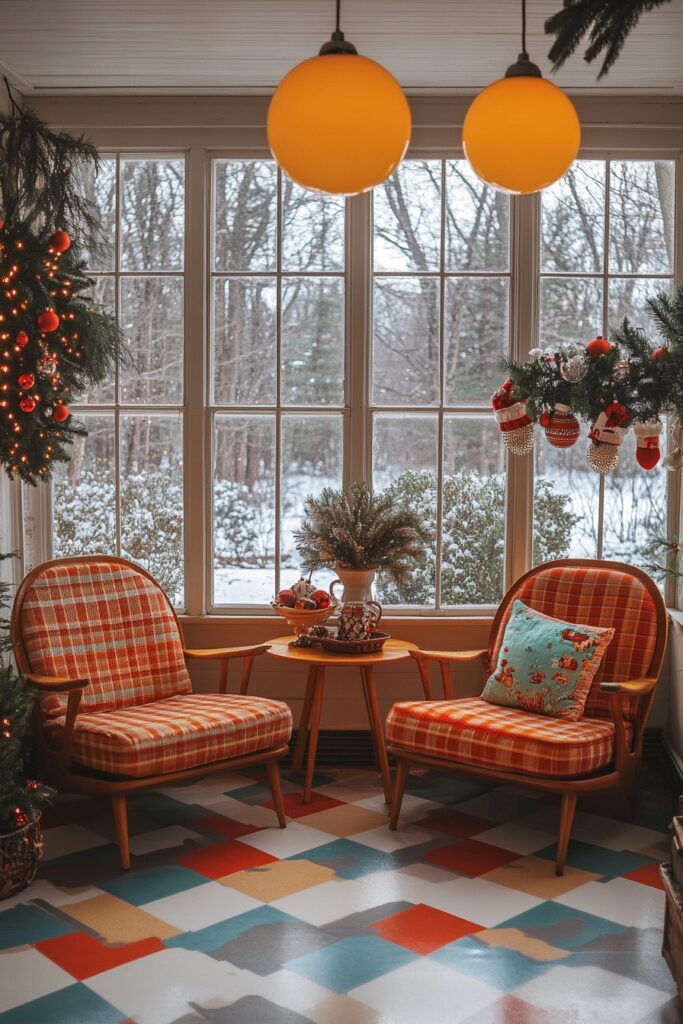 Retro Christmas Sunroom Charm