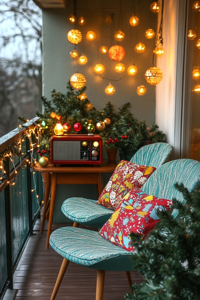 Retro Holiday Balcony Charm