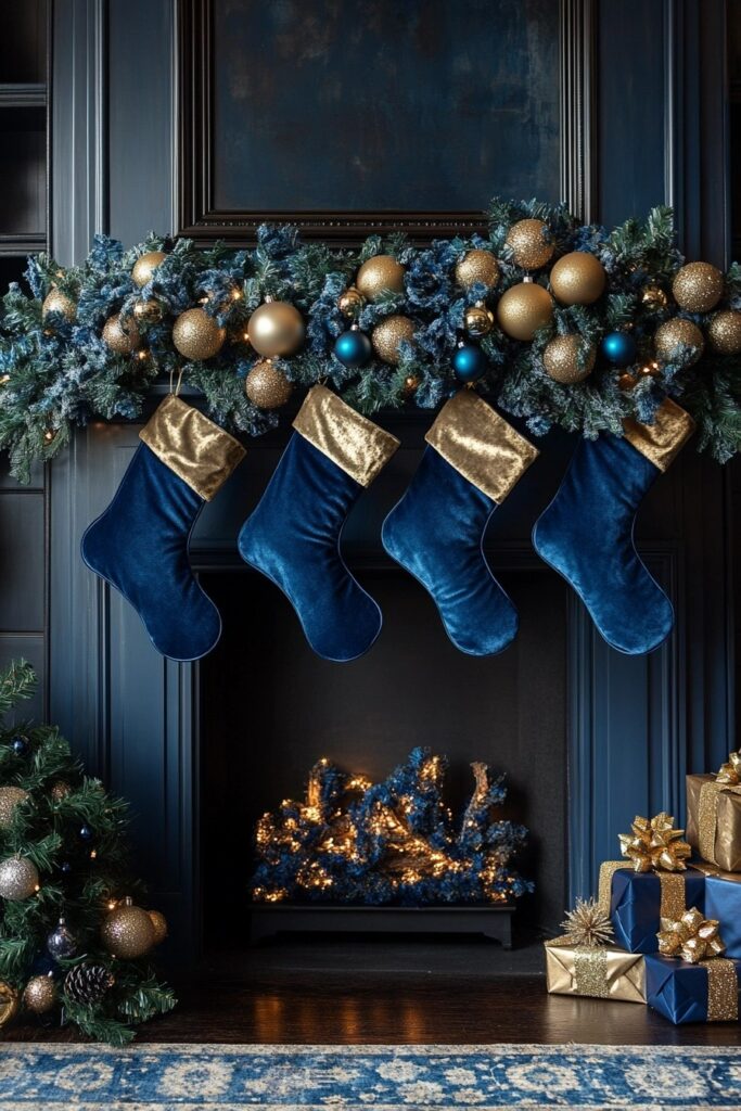 Royal Blue Velvet Mantel