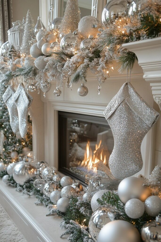 Silver Sparkle Fireplace Display