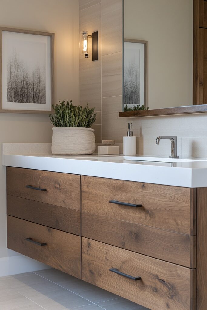 Sleek Wood Grain Vanity