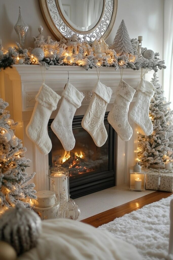 Sophisticated White Christmas Mantel