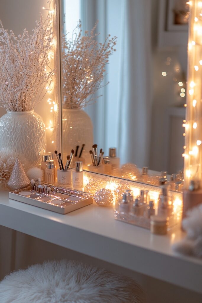 Sparkling Makeup Vanity Christmas Decor