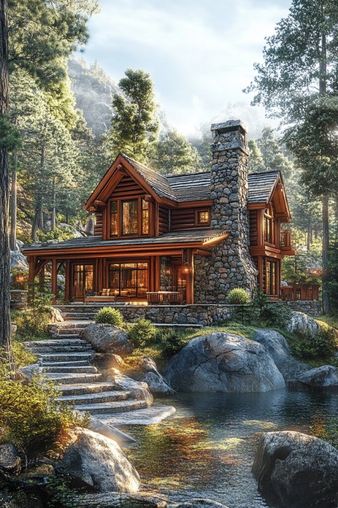 Stone-Accented Cabin